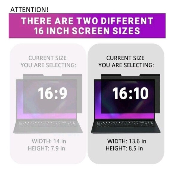 Magnetic Laptop Privacy Screen 16 Inch 16:10 Ratio  Removable Anti-glare Blue Li - Picture 2 of 11